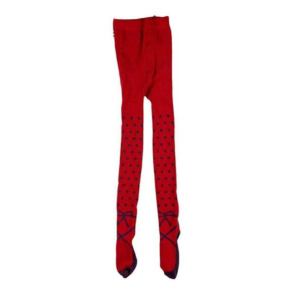 Onekid Red Polka Dot Ballet Slipper Tights 7-10 Girl's - Picture 1 of 8